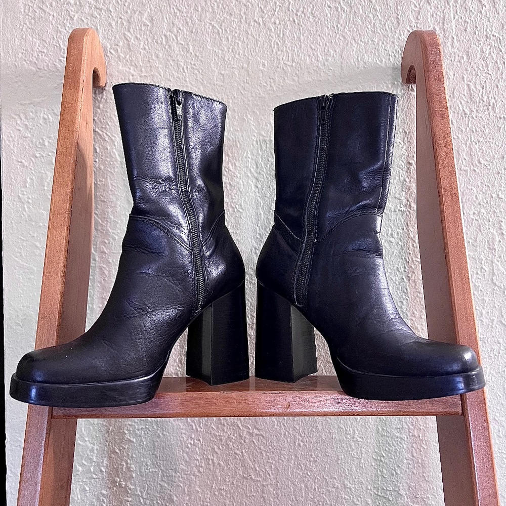 CANDIE'S Y2K 90's Chunky Leather Boots